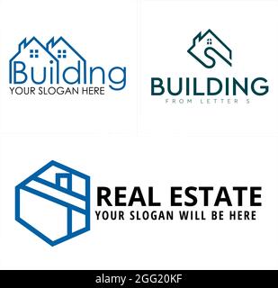 Wohngebäude Immobilien Logo Design Stock Vektor