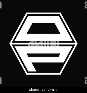 OP Logo Monogramm mit sechseckiger Form auf und ab Blackground Design-Vorlage Stock Vektor