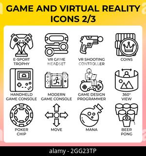 Spiel- und Virtual-Reality-Ikone im modernen Stil für ui, ux, Web, App, Broschüre, Flyer und Präsentationsdesign, etc. Stock Vektor