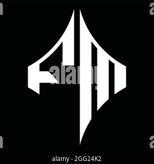FM-Logo-Monogramm mit Rautenform auf schwarzer Designvorlage Stock Vektor
