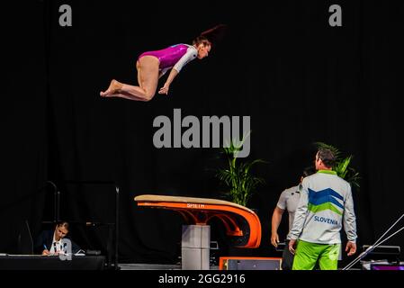 Melbourne, Australien. Dezember 2014. Der Slowene Tjasa Kysselef ist während der Melbourne Artistic Gymnastics World Cup 2019 in der John Cain Arena in Aktion. (Foto: Alexander Bogatirev/SOPA Image/Sipa USA) Quelle: SIPA USA/Alamy Live News Stockfoto