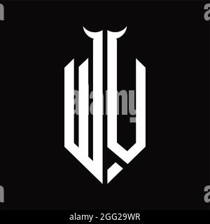 WV Logo Monogramm mit Schild Form isoliert schwarzen Hintergrund Design-Vorlage Stock Vektor