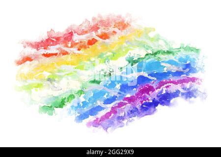 Abstrakte Regenbogenfarbe Linie, natürliche Grunge Aquarell Textur Hintergrund, Illustration, Neujahr Bild Stockfoto