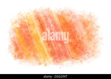 Pastellfarbe orange und gelbe Linie, natürliche Grunge Aquarell Handfarbe Hintergrund, Illustration, abstrakte Kunst Stockfoto