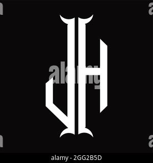 JH Logo Monogramm mit Horn Form Design-Vorlage Stock Vektor