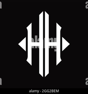 HH Logo Monogramm mit Schild Form isoliert schwarzen Hintergrund Design-Vorlage Stock Vektor