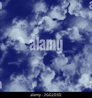 Hintergrund Dunst dunkelblau mit weißen dicken Wolken Stockfoto