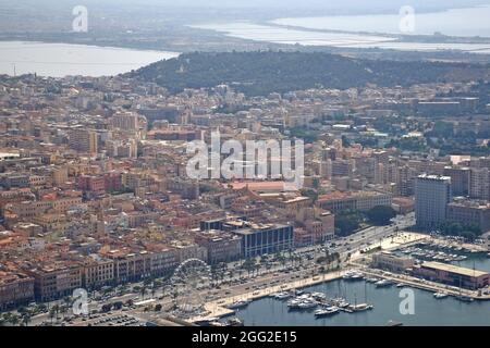 Luftaufnahme der antiken Stadt Cagliari, Sardinien, Italien Stockfoto