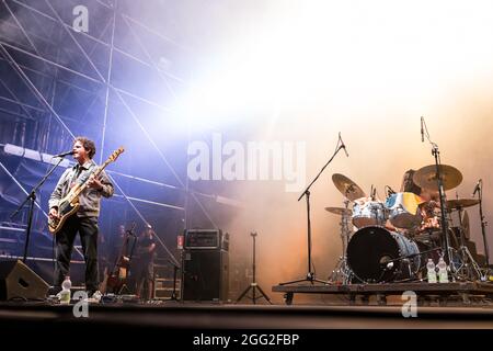 Die englische Band Black Midi spielt live während des TOdayse Festivals in Turin, Italien Stockfoto