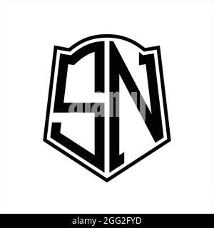 SN Logo Monogramm mit Schild Form Umriss Design Vorlage isoliert in weißem Hintergrund' Stock Vektor