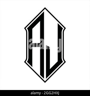 AJ Logo Monogramm mit shieldshape und schwarze Umriss Design Vorlage Vektor Symbol abstrakt Stock Vektor