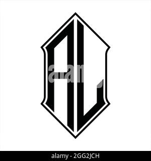 AL Logo Monogramm mit shieldshape und schwarzen Umriss Design Vorlage Vektor-Symbol abstrakt Stock Vektor