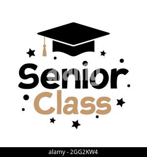 Seniorenklasse, Vektorsymbol für Abschlusskappe. Stock Vektor