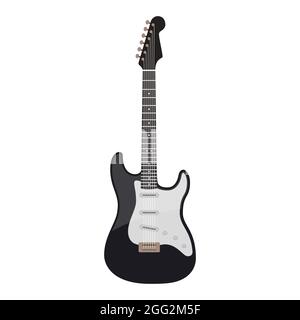 Schwarz-weiße E-Gitarre, Vektor isoliert auf Weiß. Stock Vektor