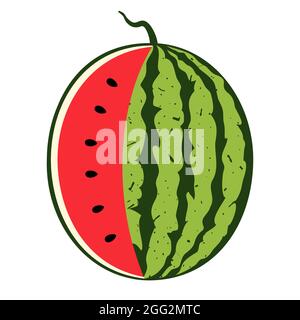 Saftige Wassermelone. Sommer Obst Illustration isoliert auf weißem Hintergrund. Stock Vektor