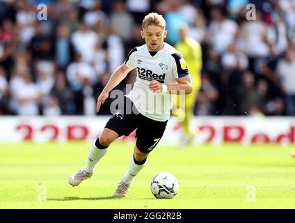 Kamil Jozwiak von Derby County während des Sky Bet Championship-Spiels im Pride Park Stadium, Derby. Bilddatum: Samstag, 28. August 2021. Stockfoto