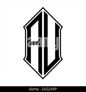 AU Logo Monogramm mit shieldshape und schwarzen Umriss Design Vorlage Vektor-Symbol abstrakt Stock Vektor