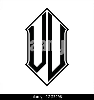 VU Logo Monogramm mit shieldshape und schwarzen Umriss Design Vorlage Vektor Symbol abstrakt Stock Vektor