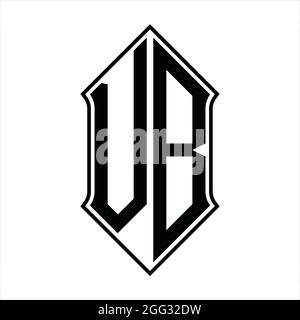 VB-Logo-Monogramm mit shieldshape und schwarzen Umriss Design Vorlage Vektor-Symbol abstrakt Stock Vektor