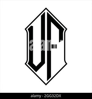 VF Logo Monogramm mit shieldshape und schwarzen Umriss Design Vorlage Vektor Symbol abstrakt Stock Vektor