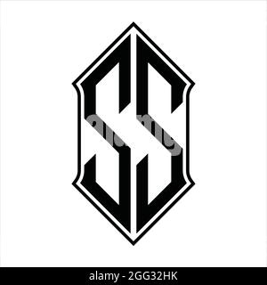 SS Logo Monogramm mit shieldshape und schwarzen Umriss Design Vorlage Vektor-Symbol abstrakt Stock Vektor