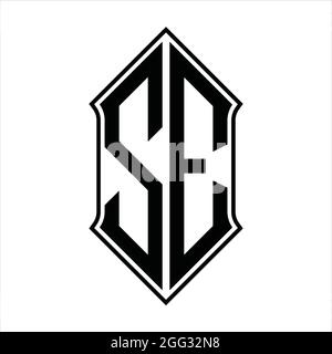 SE Logo Monogramm mit shieldshape und schwarzen Umriss Design Vorlage Vektor-Symbol abstrakt Stock Vektor