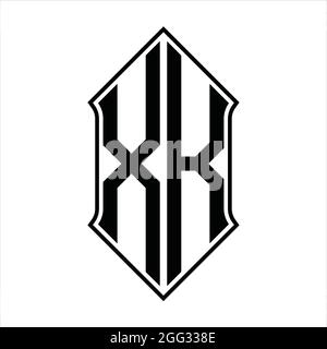 XK Logo Monogramm mit shieldshape und schwarzen Umriss Design Vorlage Vektor Symbol abstrakt Stock Vektor