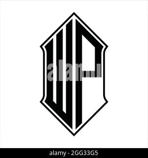 WP Logo Monogramm mit shieldshape und schwarzen Umriss Design Vorlage Vektor-Symbol abstrakt Stock Vektor