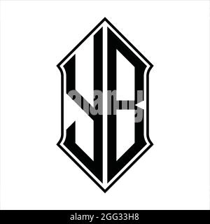 YB Logo Monogramm mit shieldshape und schwarzen Umriss Design Vorlage Vektor-Symbol abstrakt Stock Vektor