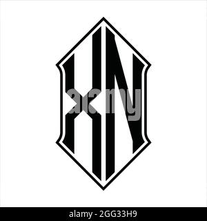 XN Logo-Monogramm mit shieldshape und schwarzen Umriss Design Vorlage Vektor-Symbol abstrakt Stock Vektor