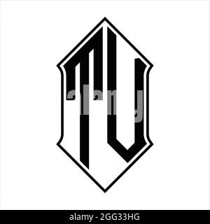 TV-Logo-Monogramm mit shieldshape und schwarzen Umriss Design Vorlage Vektor-Symbol abstrakt Stock Vektor