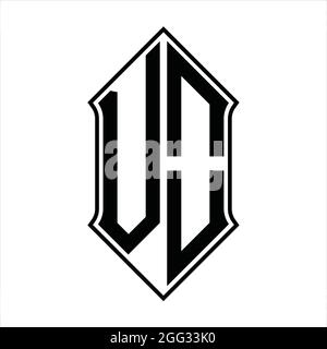 VO Logo Monogramm mit shieldshape und schwarzen Umriss Design Vorlage Vektor-Symbol abstrakt Stock Vektor