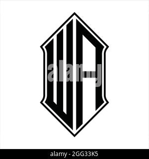 WA Logo Monogramm mit shieldshape und schwarzen Umriss Design Vorlage Vektor-Symbol abstrakt Stock Vektor