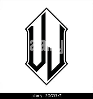 VJ Logo Monogramm mit shieldshape und schwarze Umriss Design Vorlage Vektor Symbol abstrakt Stock Vektor