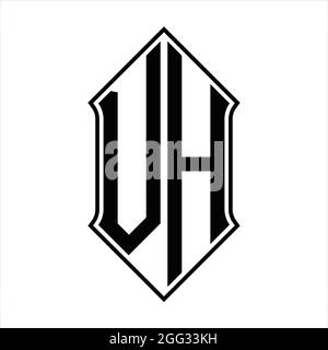 VH Logo Monogramm mit shieldshape und schwarze Umriss Design Vorlage Vektor Symbol abstrakt Stock Vektor