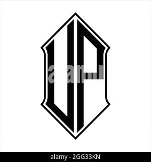 UP Logo Monogramm mit shieldshape und schwarze Umriss Design Vorlage Vektor-Symbol abstrakt Stock Vektor