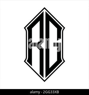 RG Logo Monogramm mit shieldshape und schwarze Umriss Design Vorlage Vektor Symbol abstrakt Stock Vektor