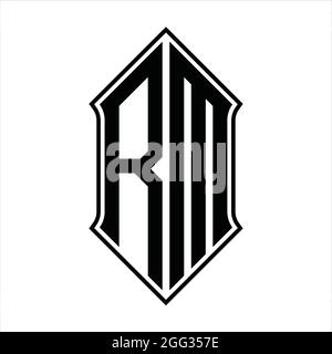 RM Logo Monogramm mit shieldshape und schwarzen Umriss Design Vorlage Vektor Symbol abstrakt Stock Vektor