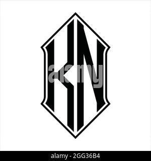 KN Logo Monogramm mit shieldshape und schwarze Umriss Design Vorlage Vektor-Symbol abstrakt Stock Vektor