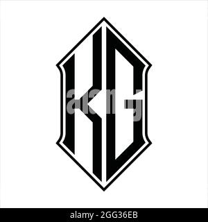 KG Logo Monogramm mit shieldshape und schwarze Umriss Design Vorlage Vektor-Symbol abstrakt Stock Vektor