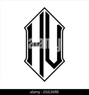 HV Logo Monogramm mit shieldshape und schwarzen Umriss Design Vorlage Vektor Symbol abstrakt Stock Vektor