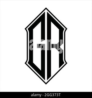 GR Logo-Monogramm mit shieldshape und schwarzen Umriss Design Vorlage Vektor-Symbol abstrakt Stock Vektor