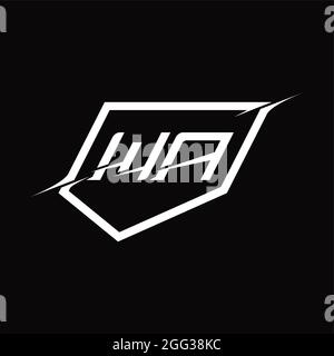 WA Logo Monogramm Brief mit Schild und Slice Stil Blackground Design Vorlage Stock Vektor