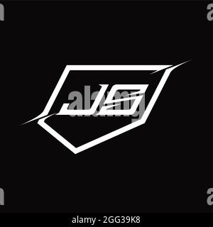 JS-Logo-Monogramm mit linienartigen negativen Leerzeichen auf Schwarzgrund Stock Vektor