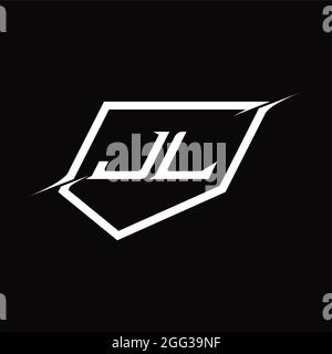 Monogramm mit JL-Logo und negativem Zeilenformat auf schwarzem Grund Stock Vektor