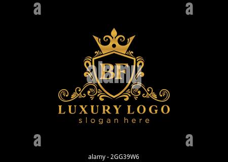 BF Letter Royal Luxury Logo Vorlage in Vektorgrafik für Restaurant, Royalty, Boutique, Cafe, Hotel, Heraldisch, Schmuck, Mode und andere Vektor illustrr Stock Vektor