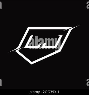 LJ Logo-Monogramm mit linienartigen negativen Leerzeichen auf schwarzem Grund Stock Vektor