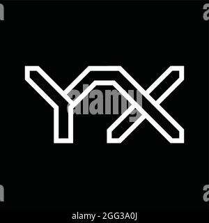 YX-Logo-Monogramm mit negativem Zeilenformat auf schwarzem Grund Stock Vektor