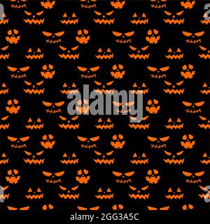 Nahtlos wiederholendes Muster mit Halloween-Symbolen. Design von Silhouetten für den Urlaub Halloween. Für Postkarte, Stoff, Banner, Vorlage, Verpackung Stock Vektor