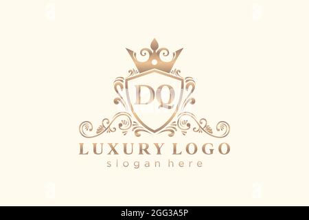 DQ Letter Royal Luxury Logo Vorlage in Vektorgrafik für Restaurant, Royalty, Boutique, Cafe, Hotel, Heraldisch, Schmuck, Mode und andere Vektor illustrr Stock Vektor